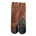 Detail view of 3D animal paw print socks showing realistic primate fur and nail patterns - Gorilla