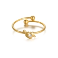 Minimalist adjustable heart and arrow ring in gold finish with white zircon inlay - Style 9 - Arrow Through Heart