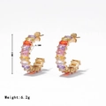 Orecchini con pietre arcobaleno, cristalli rettangolari e placcatura oro, 23mm - Oro - Zirconia Multicolore