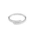 Macro view of silver double-layered ring with marquise-cut clear zircon stones - Platinum Plated Bracelet / White/Silver