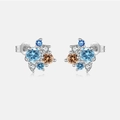 Cluster of colorful zircon studs made of S925 sterling silver in blue and amber tones - 925 Silver / Platinum-936