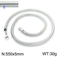 Chaîne serpent 55cm en acier inoxydable 304 argenté avec fermoir mousqueton 5mm - 550mm x 5mm / Argent (KN203802-Z)