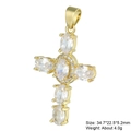 Detailed side view of gold cross pendant with cubic zirconia and size specifications - Style 21/Gold Clear Zircon/34.7*22.5*5.2mm
