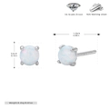 Minimalist S925 sterling silver stud earrings with 4mm white opal stones and 5A zircon accents - 925 Silver / 925 Silver White Gold Plated - 4MM White Opal