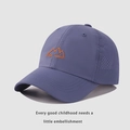 Detail of grey-blue kids baseball cap with mesh side panels and mountain embroidery - 48-53cm / Navy Blue