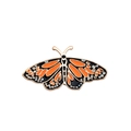 Broche de mariposa vintage en esmalte naranja y negro con bordes dorados - Mariposa Monarca Naranja Negra (C1814)