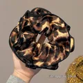 20cm oversized leopard print hair scrunchie with black trim and soft pleated fabric - 923# Four-Layer Large Deep Leopard with Black Edge (Approx 20cm)