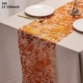 Orange mesh table runner with gold foil pattern, 11x236 inch size for party decor - Orange