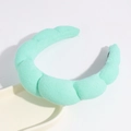 Thick sponge cloud headband mint green fluffy hair hoop for daily face washing and styling. - Green