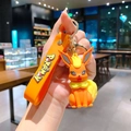 Cute Flareon Pokemon keychain with orange silicone wristlet strap and 3D figure - B348-7 Orange / Large