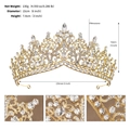 Golden bridal tiara with sparkling white rhinestones and dimensions for wedding party - TS-J3248G Gold / Gold