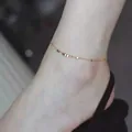 Minimalist gold titanium starfish anklet featuring delicate geometric bead chain details - Eight Squares / Gold