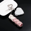 Ciondolo per rossetto in rete argento con portachiavi a cuore e specchio da donna - Versione Specchio a Cuore