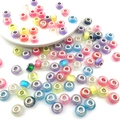 Macro shot of assorted colorful glass beads with metal cores for DIY charm bracelets - Mixed 10 Transparent Mermaid Color Beads
