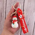 Christmas snowman PVC keychain with red strap and golden metal ring for bags - Christmas Snowman-15
