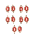 Lot de 10 pendentifs religieux ovales en or KC avec émail rouge et strass brillants - Standard / Rouge