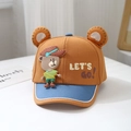 Detail of children's cartoon baseball cap with bear ears and silicone mascot - 48cm (6 Months-2 Years) / Coffee