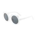 Cute round white frame sunglasses with bear ears and dark grey lenses for children - White Frame