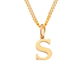 Collar de acero inoxidable dorado pulido con un colgante de letra S en mayúscula - Letra S (Oro Rosa)