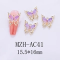 Detail of 3D purple resin butterfly nail charms with gold metal edges and laser finish - Gold Frame Purple Gradient (AC41)