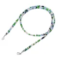 Detailed macro shot of colorful glass beaded eyewear chain with silver lobster clasps - Multicolor Transparent