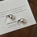 Polished S925 sterling silver hollow teardrop stud earrings in a glossy finish - Small EHZ021 (Approx. 3.8g) / Silver