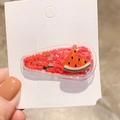 Watermelon BB hair clip with red heart sequins in a transparent casing for girls - Watermelon