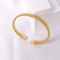 Minimalist gold titanium steel wire cuff bracelet with flexible open design style - Gold 3