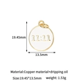 14k gold plated round copper pendant with white dripping oil finish and 11:11 engraving - 14K Gold 11:11 (White)