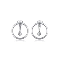 925 Sterling Silber Ohrring Set mit rundem Reifen und funkelnden Zirkonia Steinen - 925er Silber / Weißgold (#2-3006)