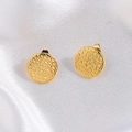18k gold plated titanium steel earrings with hammered texture and round minimalist design - Round Wave