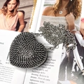 Sparkling silver rhinestone heart-shaped mini evening bag with elegant chain strap - Heart Black Small Diamond Style