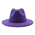 Close-up of deep purple wool felt fedora showing smooth matte texture and wide brim - M (56-58cm) / Purple