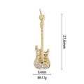 Detailed view of a gold guitar pendant with rhinestones and size dimensions 27.6mm by 8.4mm - Gold Guitar B