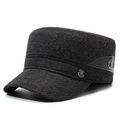 Gorra plana de lana gris oscuro para hombre con orejeras y emblema metálico R-Sport - Ajustable / Gris