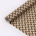 Elegant gift wrapping paper roll with classic brown, black and white zigzag patterns - Wave Kraft / 50*70CM
