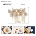 Dettagli sulle dimensioni e viste macro del pettine per capelli con fiori e perle - Mini pettine di perle / Oro