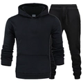 Conjunto deportivo de hombre negro con sudadera con capucha y pantalón para invierno - S / Negro