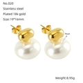 Pendientes de perlas vintage franceses en acero inoxidable bañados en oro de 18k - Oro de 18K / Dorado