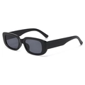 Retro black rectangular sunglasses with thick plastic frames and dark lenses in 45-degree view - C01 Bright Black