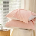 Pink waffle cotton pillow towels in a soft breathable weave design for home comfort - Regular/1 Piece / Pink Waffle