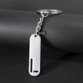 Sleek silver metal rectangular keychain with letter L cutout and polished finish - Letter L