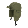 Army green winter trapper hat with side pocket and adjustable chin strap - Army Green