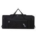 Black foldable oxford travel bag with Sports logo and orange diamond quilted stitching - Large / Black