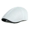 Weiße atmungsaktive Mesh-Baskenmütze mit schwarzem Kontrastrand für Sommer-Outdoor-Sport - Ca. 56-58cm / Weiß