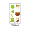 Saint Patrick's Day temporary tattoo sheet WS-045 with green shamrocks and lucky hats - WS-045