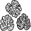 Set de 3 decoraciones de pared de hojas de monstera negras en madera con diseño tropical hueco - 30x25x0.5cm (3 Piezas) / CG005 (Negro)
