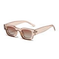 Retro rectangle polarized sunglasses with transparent tea brown thick frames for men and women - Transparent Tea Gradient Tea Lens Polarized