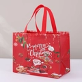 Red Christmas non-woven gift bag with Merry Christmas print and reindeer design - Christmas Style 6