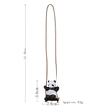 Tabla de tallas del adorno de panda en columpio mostrando 18cm de altura total y 12g de peso - Colgante de Panda en Columpio con Cuerda Larga